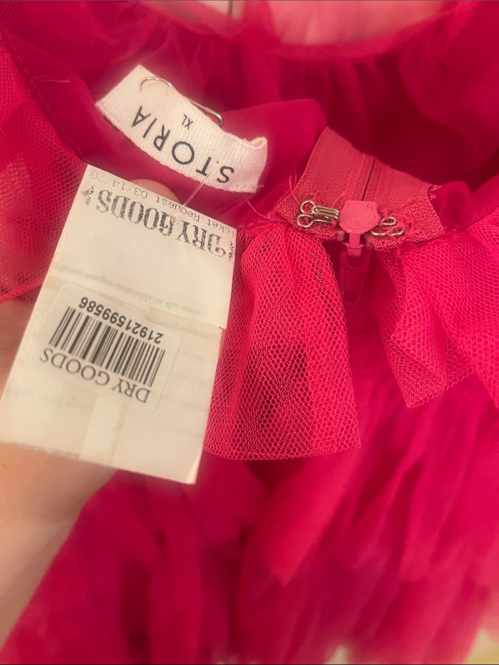 Storia Hot Pink Tiered Tulle Mini Dress - Picture 3 of 3